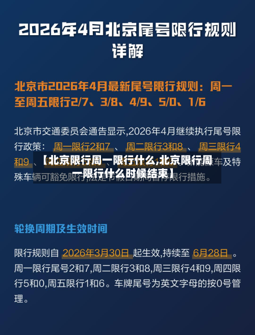 【北京限行周一限行什么,北京限行周一限行什么时候结束】