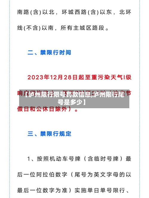 【泸州限行限号罚款信息,泸州限行尾号是多少】