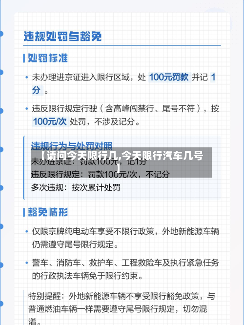 【请问今天限行几,今天限行汽车几号】