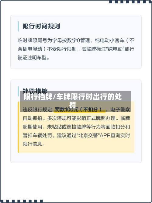 限行挡牌/车牌限行时出行的处罚