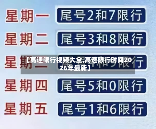 【高速限行视频大全,高速限行时间2026年最新】