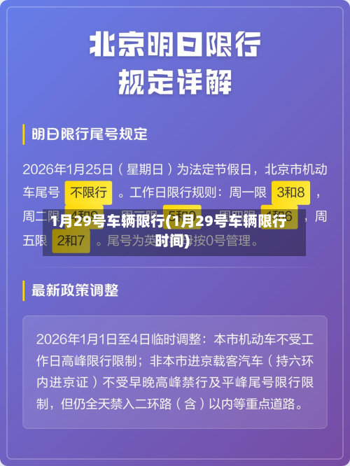 1月29号车辆限行(1月29号车辆限行时间)