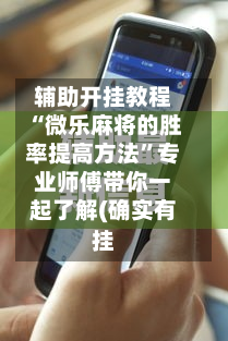 辅助开挂教程“微乐麻将的胜率提高方法”专业师傅带你一起了解(确实有挂