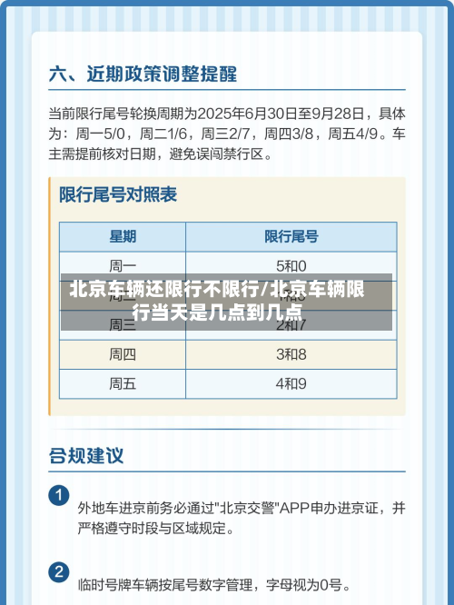 北京车辆还限行不限行/北京车辆限行当天是几点到几点