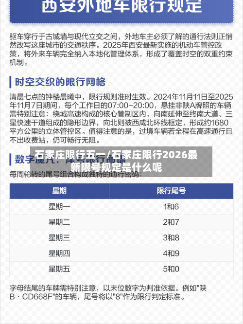 石家庄限行五一/石家庄限行2026最新限号规定是什么呢