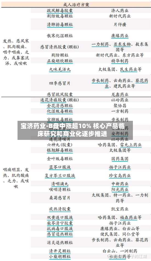 宝济药业-B盘中涨超10% 核心产品临床研究和商业化逐步推进-第2张图片