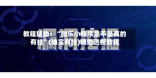 教程辅助！“微乐小程序是不是真的有挂”(确实有挂)辅助透视教程