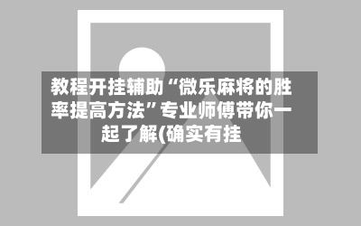 教程开挂辅助“微乐麻将的胜率提高方法	”专业师傅带你一起了解(确实有挂-第2张图片