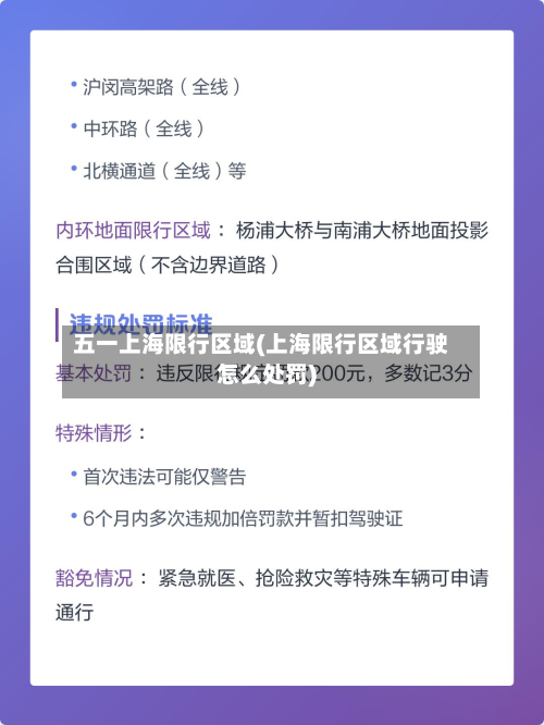 五一上海限行区域(上海限行区域行驶怎么处罚)-第2张图片