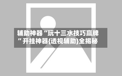 辅助神器“玩十三水技巧赢牌”开挂神器{透视辅助}全揭秘-第2张图片