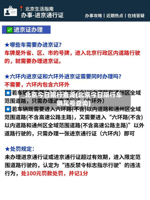 _北京今日限行查询(北京今日限行车辆尾号查询)