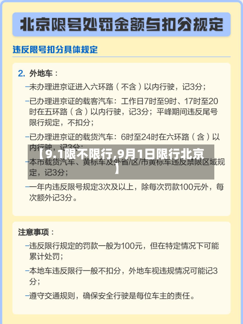 【9.1限不限行,9月1日限行北京】