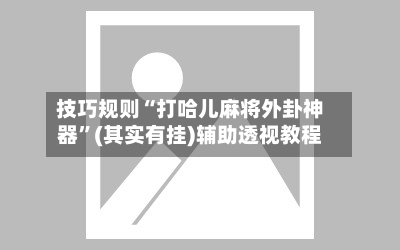 技巧规则“打哈儿麻将外卦神器”(其实有挂)辅助透视教程-第2张图片