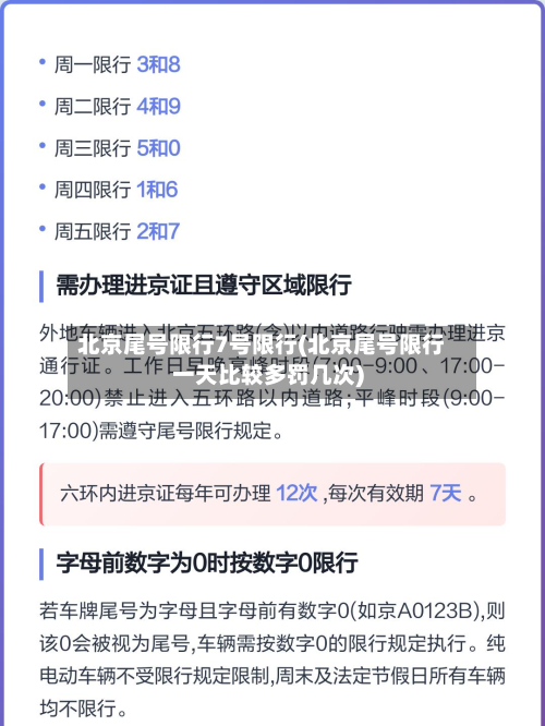 北京尾号限行7号限行(北京尾号限行一天比较多罚几次)