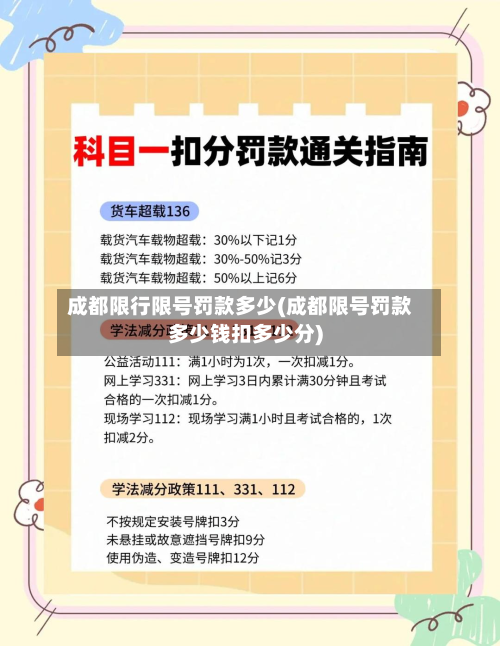成都限行限号罚款多少(成都限号罚款多少钱扣多少分)