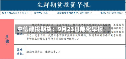 中信建投期货:9月23日能化早报-第2张图片