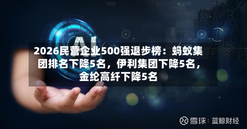 2026民营企业500强退步榜：蚂蚁集团排名下降5名，伊利集团下降5名，金纶高纤下降5名-第2张图片