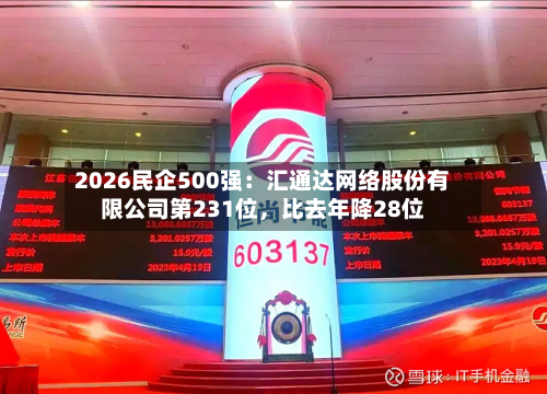 2026民企500强：汇通达网络股份有限公司第231位，比去年降28位-第2张图片