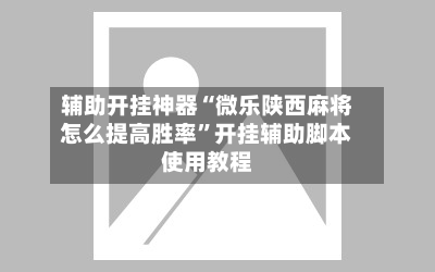 辅助开挂神器“微乐陕西麻将怎么提高胜率”开挂辅助脚本使用教程