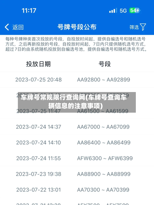 车牌号常规限行查询网(车牌号查询车辆信息的注意事项)