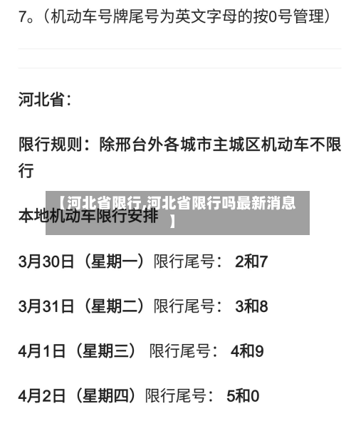 【河北省限行,河北省限行吗最新消息】