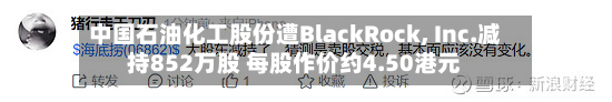 中国石油化工股份遭BlackRock, Inc.减持852万股 每股作价约4.50港元-第1张图片