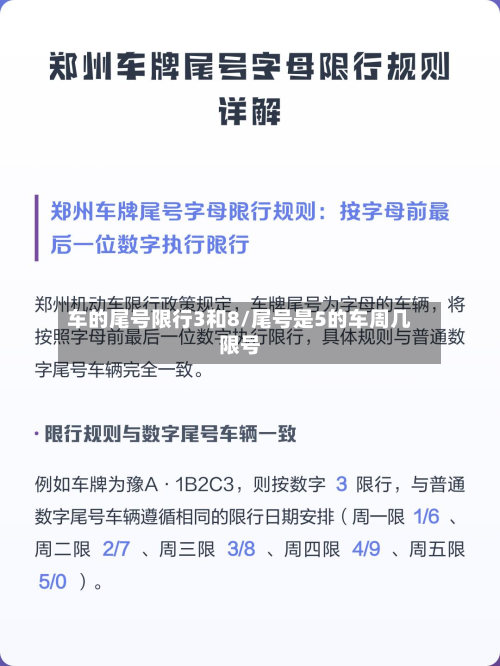 车的尾号限行3和8/尾号是5的车周几限号