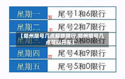 【郑州限号几点解除限行,郑州限号几点可以开车】