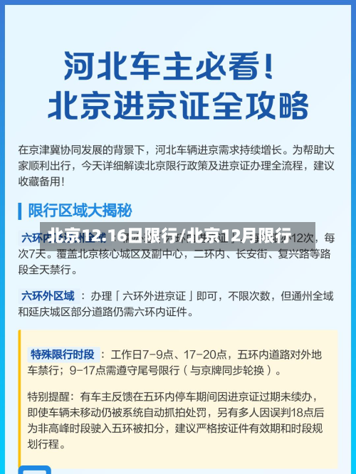 北京12.16日限行/北京12月限行