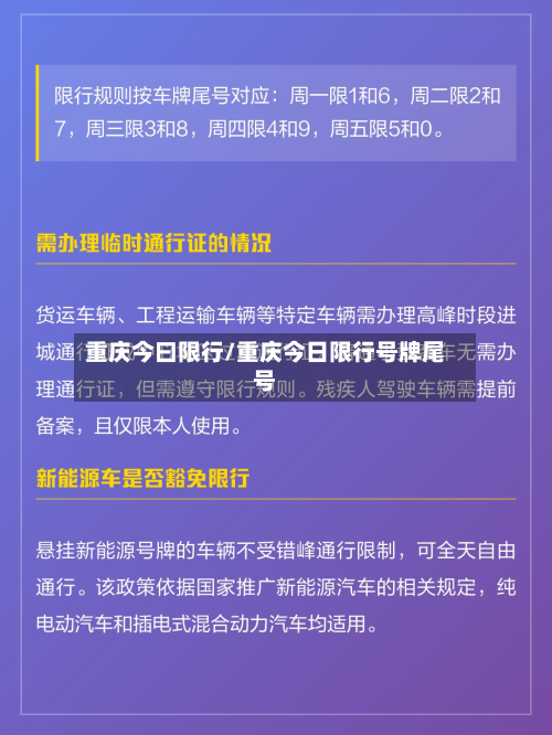 重庆今曰限行/重庆今日限行号牌尾号-第2张图片