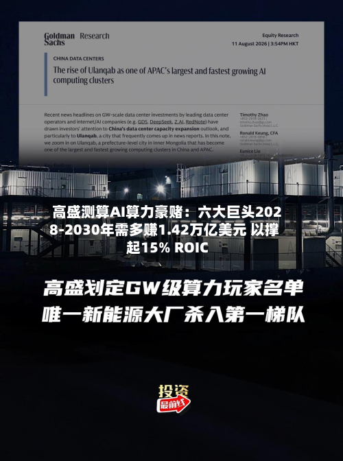 高盛测算AI算力豪赌:六大巨头2028-2030年需多赚1.42万亿美元 以撑起15% ROIC-第2张图片