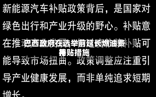 巴西政府在选举前延长燃油费用补贴措施