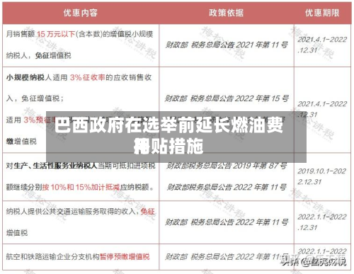 巴西政府在选举前延长燃油费用
补贴措施-第3张图片