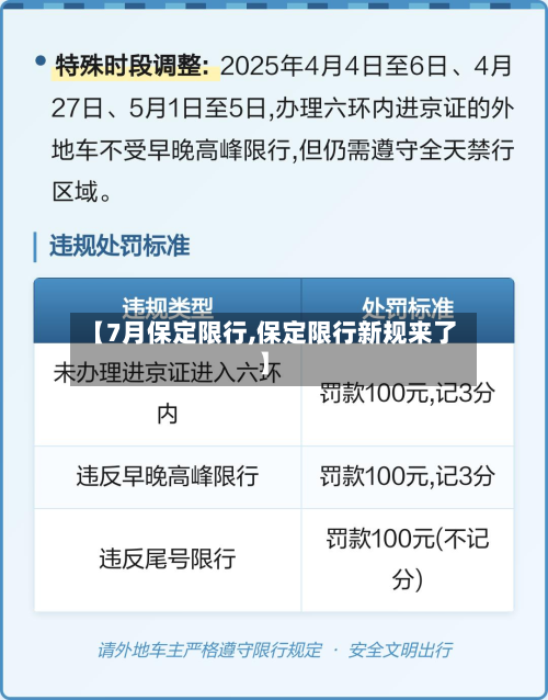 【7月保定限行,保定限行新规来了】