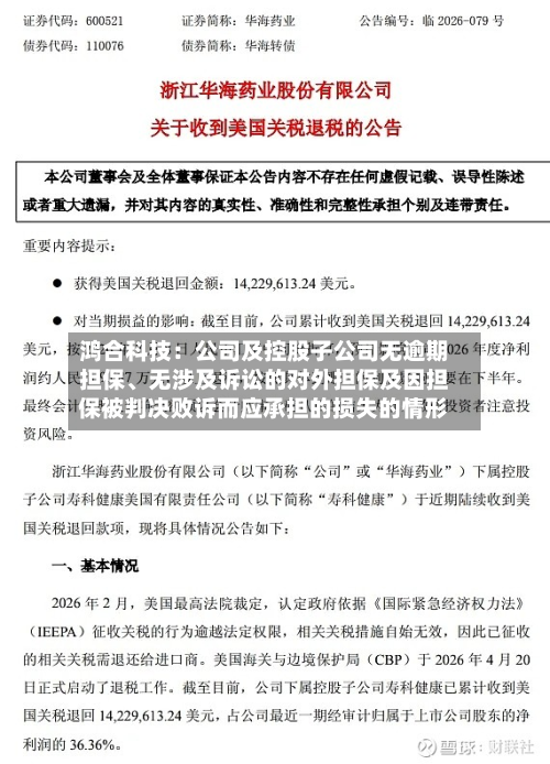 鸿合科技：公司及控股子公司无逾期担保	、无涉及诉讼的对外担保及因担保被判决败诉而应承担的损失的情形-第3张图片