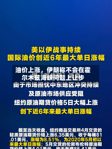油价上涨,伊朗称不会在霍尔木兹海峡问题上让步
