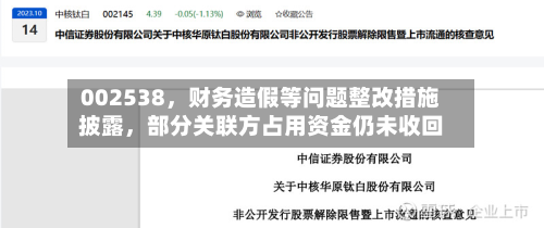 002538	，财务造假等问题整改措施披露，部分关联方占用资金仍未收回-第2张图片
