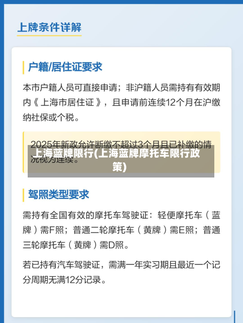 上海蓝牌限行(上海蓝牌摩托车限行政策)