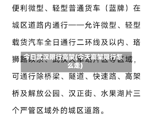 今日武汉限行高架(今天高架限行怎么走)-第3张图片
