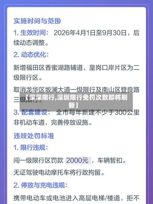 【深深限行,深圳限行免罚次数即将刷新】