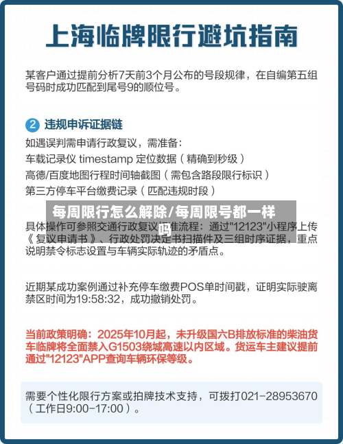 每周限行怎么解除/每周限号都一样吗