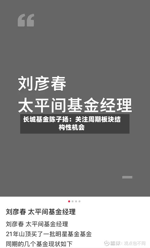 长城基金陈子扬：关注周期板块结构性机会