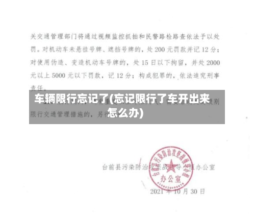 车辆限行忘记了(忘记限行了车开出来怎么办)-第3张图片