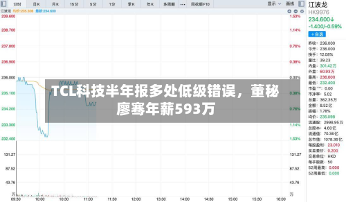 TCL科技半年报多处低级错误	，董秘廖骞年薪593万-第2张图片