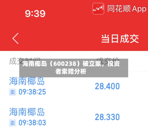 海南椰岛（600238）被立案，投资者索赔分析