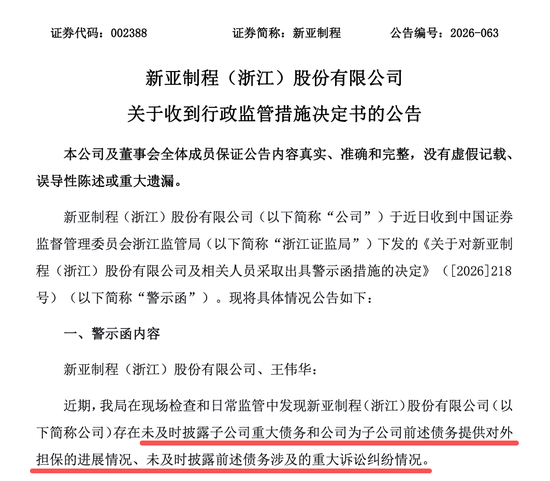 002388	，涉信披违规，时任董事长王伟华担责！