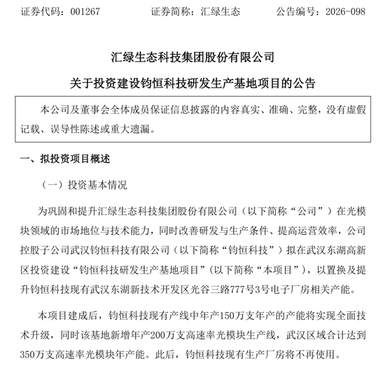 001267，拟扩产光模块